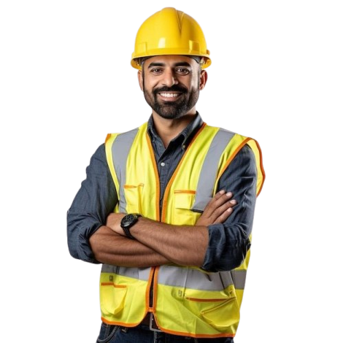 Professional VS Electrical engineer in yellow hard hat and safety vest