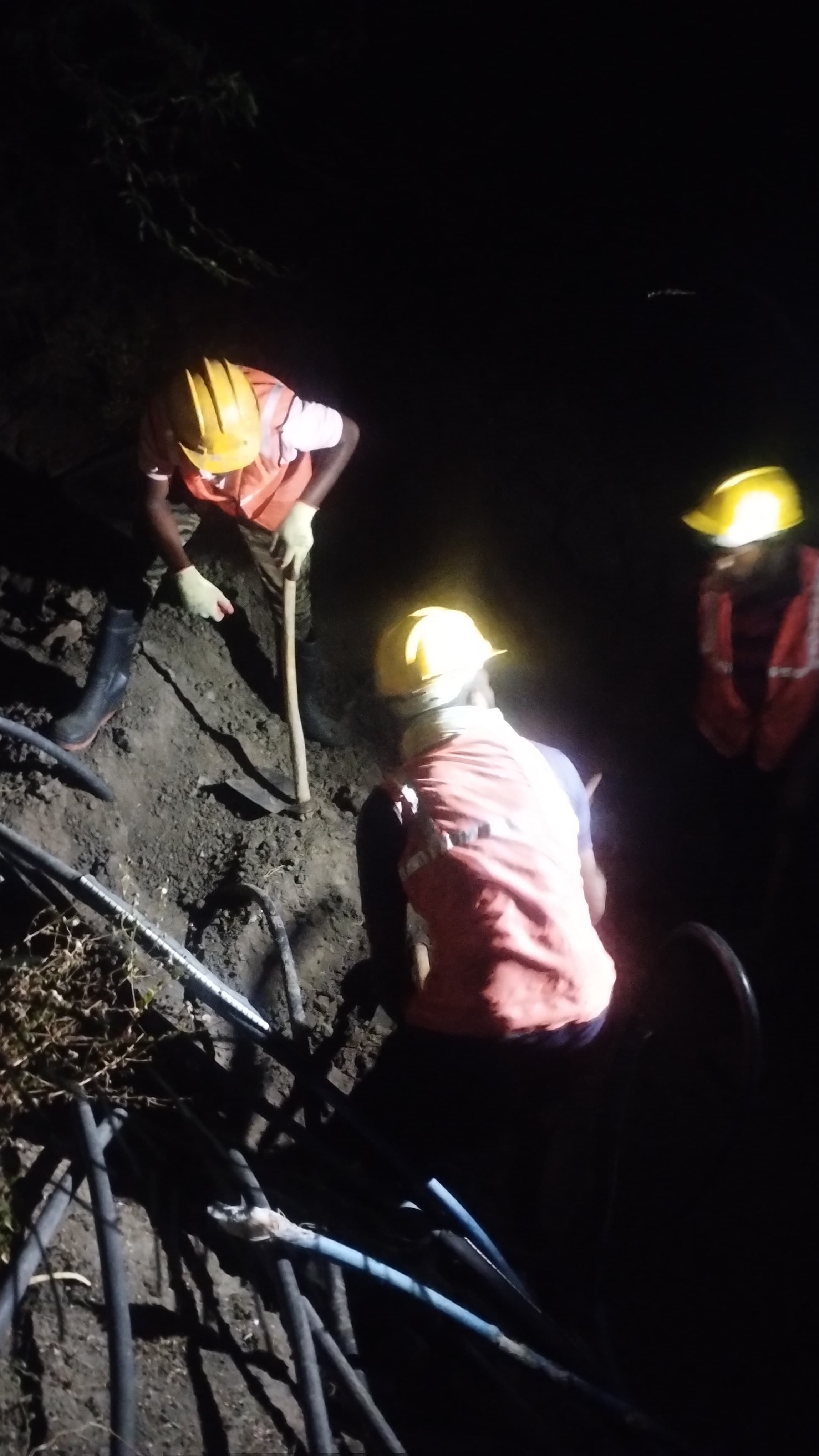 Night time electrical trench and cable installation works