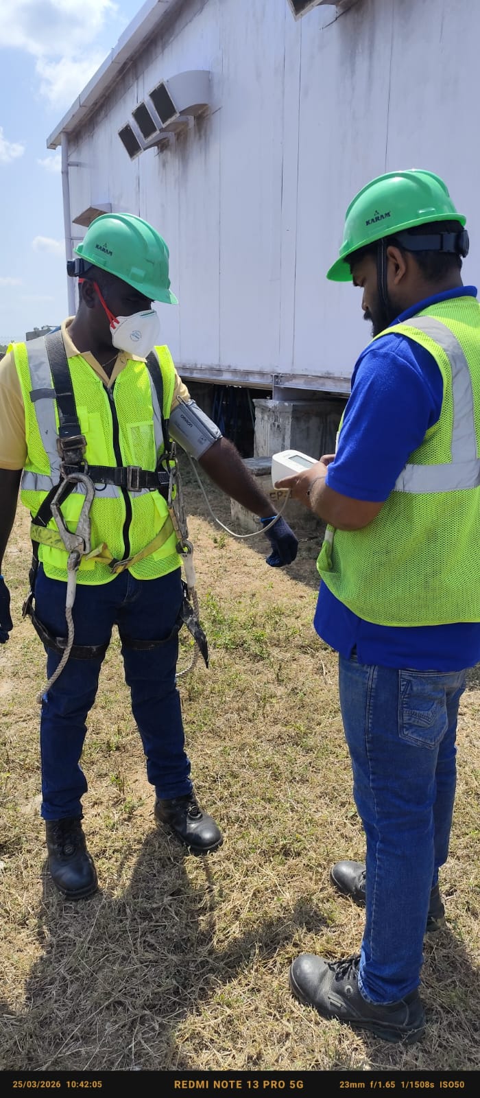 On-site safety health check for electrical field team